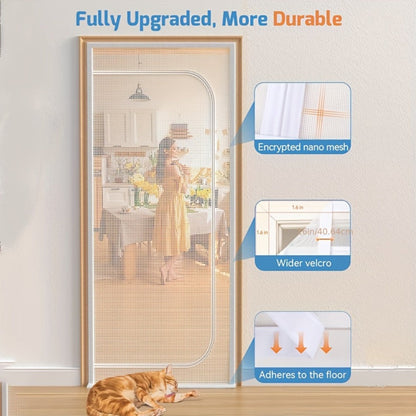 Cat Proof Door Curtain Pet Gate - Double Stitched Durable Scratch-Resistant Screen, Indoor Cat Barrier Door Cover for Doorways