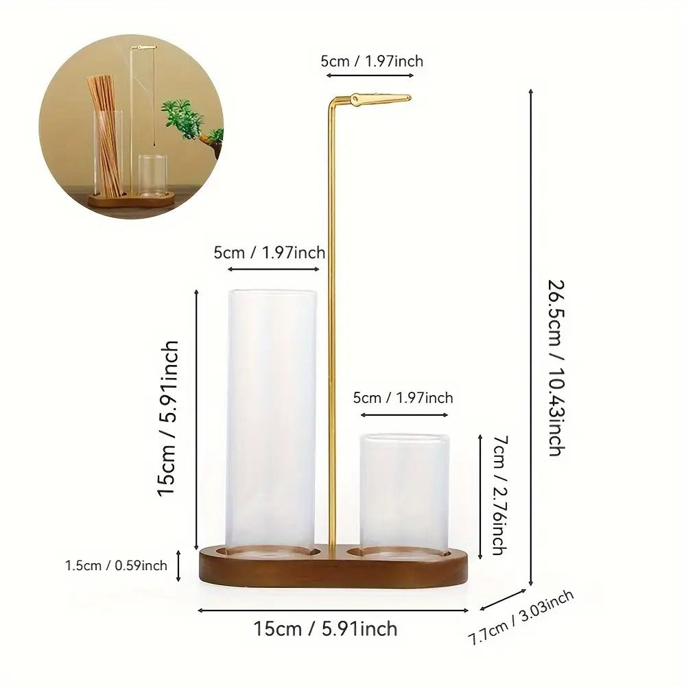 Glass Incense Burner 2-in-1 with Removable Ash Collector & Candle Holder, Incense Stick Holder for Meditation