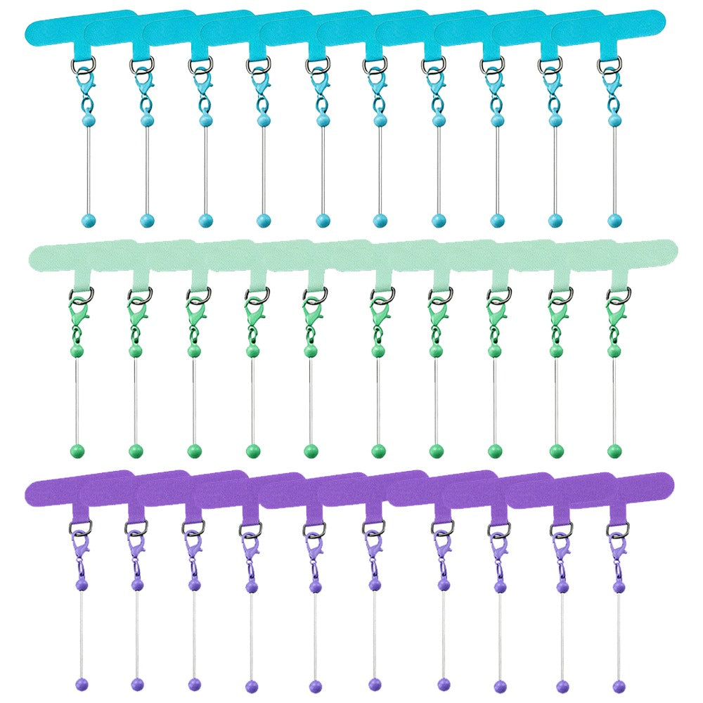 Beadable Phone Tether Tab Set 30pcs, DIY Phone Lanyard Adapter Kit with Blank Beadable Bars for Custom Phone Charms
