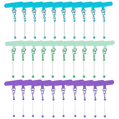 Beadable Phone Tether Tab Set 30pcs, DIY Phone Lanyard Adapter Kit with Blank Beadable Bars for Custom Phone Charms