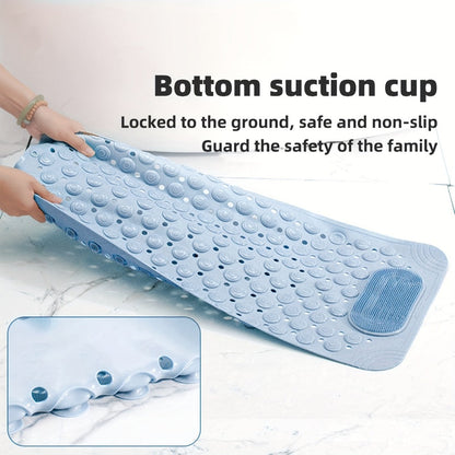 Textured Suction-Cup Shower Mat with 69 × 36 cm Size, Drain Holes and Blue or Gray Color Options