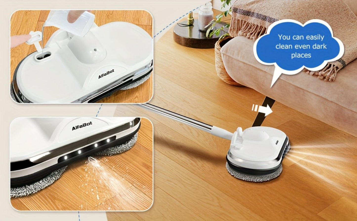 Cordless Electric Spin Mop Floor Cleaner with LED Headlight & Water Spray Tank for Everyday Face, Beard and Body Grooming