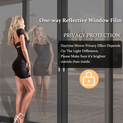 One Way Window Film Static Cling No Glue - Heat Control Anti-Glare Sun Blocking Reflective Mirror Tint for Home Office Hotel