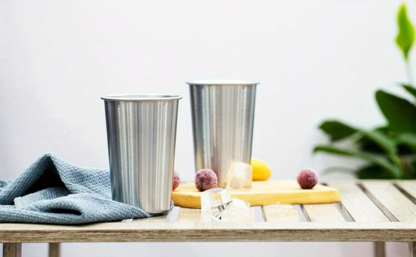 Stainless Steel Pint Glasses 12 Pack 16oz, Unbreakable Metal Drinking Cups, Commercial Grade Stackable Barware