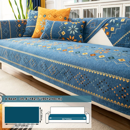 Sofa Cover Bohemian Geometric Panels for 1 to 4 Seats, Armrest or Backrest in Five Color Options