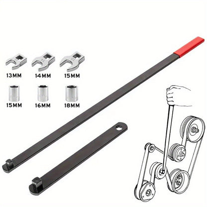 Serpentine Belt Tool Set 8-Piece, Universal 3/8" & 1/2" Drive Belt Tensioner Wrench Kit with Idler Pulley Adjuster & Crowfoot Wrenches
