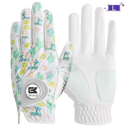 Men's Golf Glove Left Hand with Ball Marker – Breathable All Weather Grip, Hook & Loop Closure, Sizes S M ML L XL, USA Flag, Blue & White