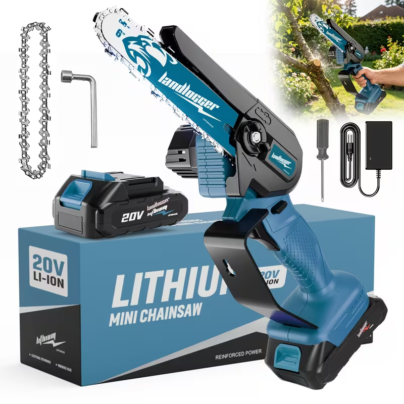 Mini Chainsaw Cordless 4 & 6 Inch Electric - Upgraded Portable Battery Chainsaw with Safety Lock