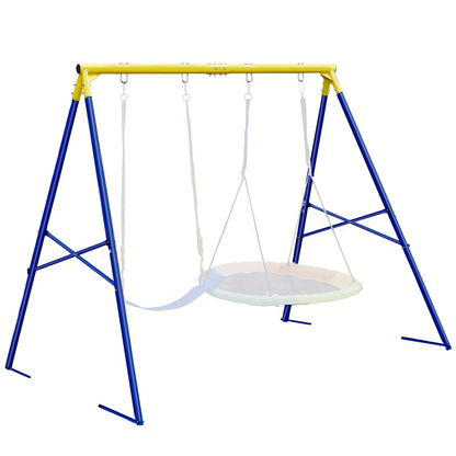Heavy Duty Swing Set Frame – Full Steel A-Frame Outdoor Swing Stand with Ground Stakes, Supports 2 Swings & Up to 550 LBS