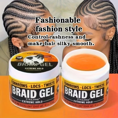 Extreme Hold Braid Gel & Edge Control Hair Wax Pomade – Anti-Frizz, Moisturizing, Long-Lasting for Braids, Locs, Twists & Sleek Styles