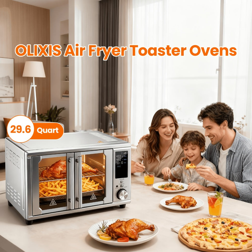 Air Fryer Toaster Oven Combo 29.6QT XL with Smart Probe, 12-in-1 Digital Countertop Oven, Stainless Steel