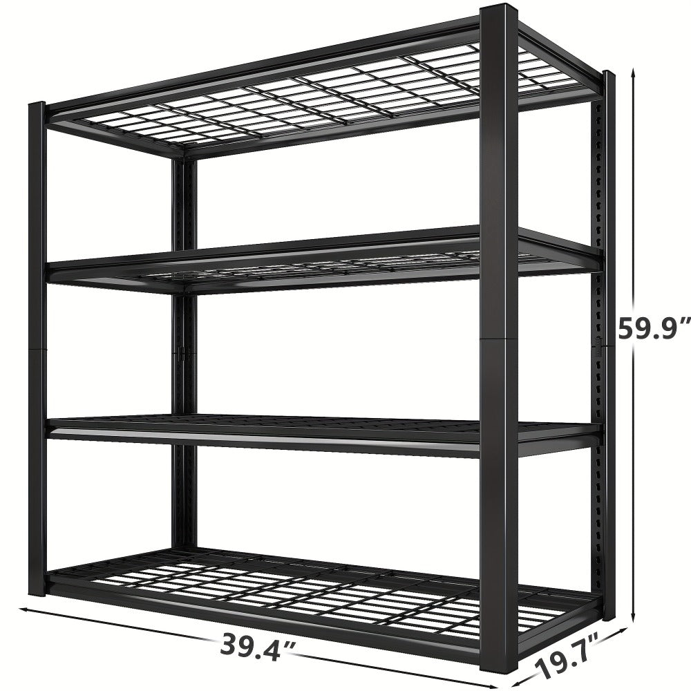 5 Tier Metal Shelving Unit Adjustable Up to for Garage Workshop Commercial Storage Rack No Bolt Easy Assembly Black