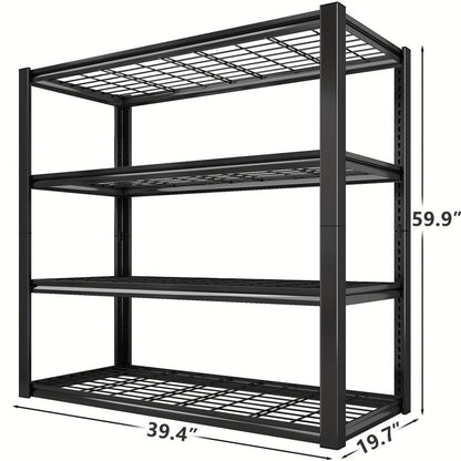 5 Tier Metal Shelving Unit Adjustable Up to for Garage Workshop Commercial Storage Rack No Bolt Easy Assembly Black