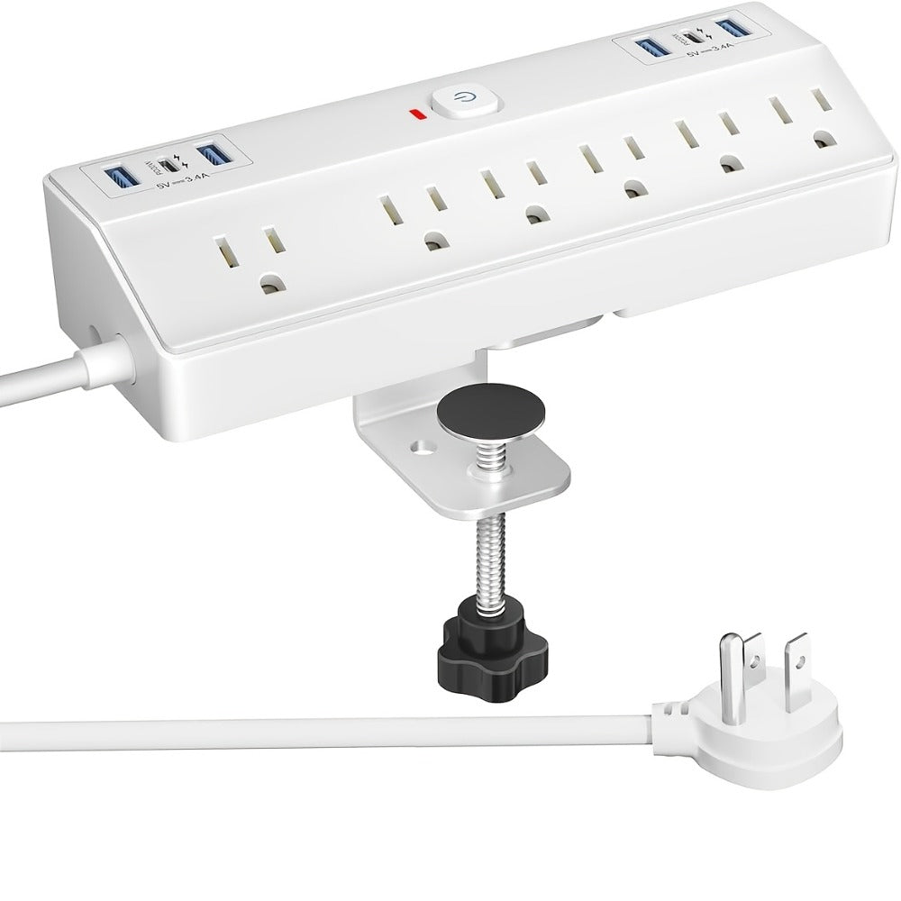 Desk Clamp Power Strip with USB-C PD 20W Fast Charging - 4 AC Outlets 4 USB Ports Surge Protector for an Everyday Personal Care Routine