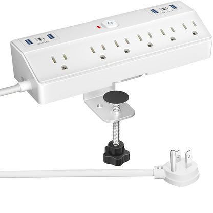 Desk Clamp Power Strip with USB-C PD 20W Fast Charging - 4 AC Outlets 4 USB Ports Surge Protector for an Everyday Personal Care Routine