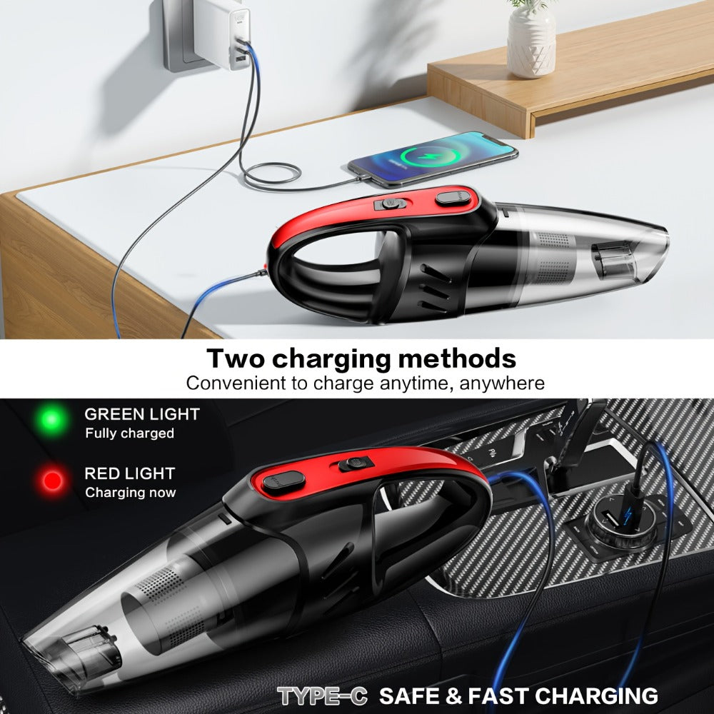 Model 807 Cordless Car Vacuum Cleaner with 6000Pa Pictured Rating, Five Accessories and Six Color Configurations