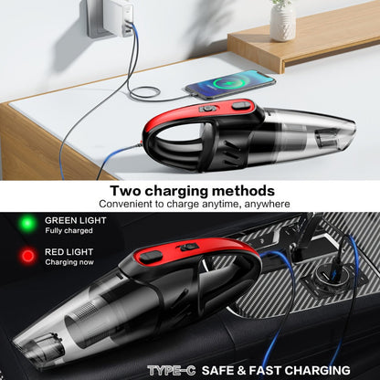 Model 807 Cordless Car Vacuum Cleaner with 6000Pa Pictured Rating, Five Accessories and Six Color Configurations