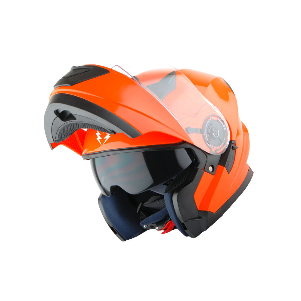 Motorcycle Helmet Modular Flip-Up Design with Dual Visors, Optional Three-Mode LED Tail Light and S-XL Sizes