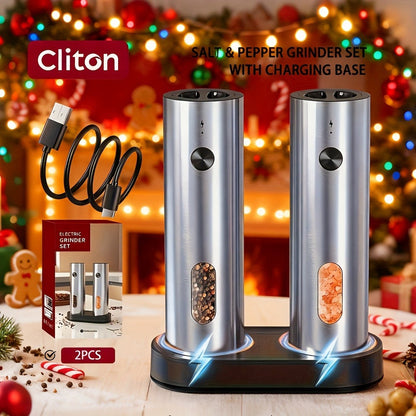 Electric Salt and Pepper Grinder Set, Rechargeable Mills with LED Light, Adjustable Coarseness & 3.72oz for Home Kitchen