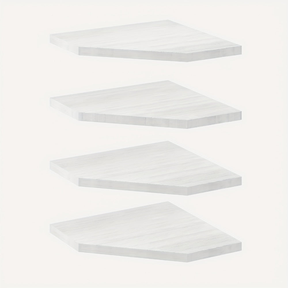Corner Wall Shelf Set with 13.9-Inch Front Edge, Brown, Black or White Finish and 2, 4 or 6 Pieces