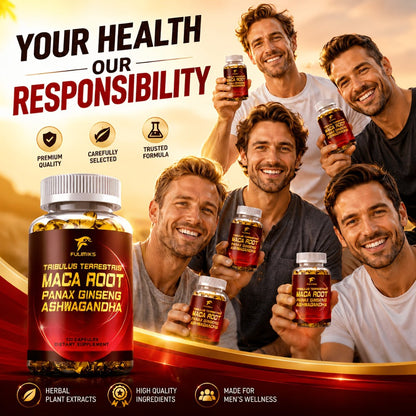 Tribulus and Maca Men's Health Supplement Vegetable Capsules, 120 Count in One Labeled Bottle