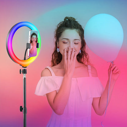 Selfie Ring Light Desk 12 Inch with Phone Holder 360 Rotating Pan Head Desk Tripod 17 RGB for an Everyday Personal Care Routine