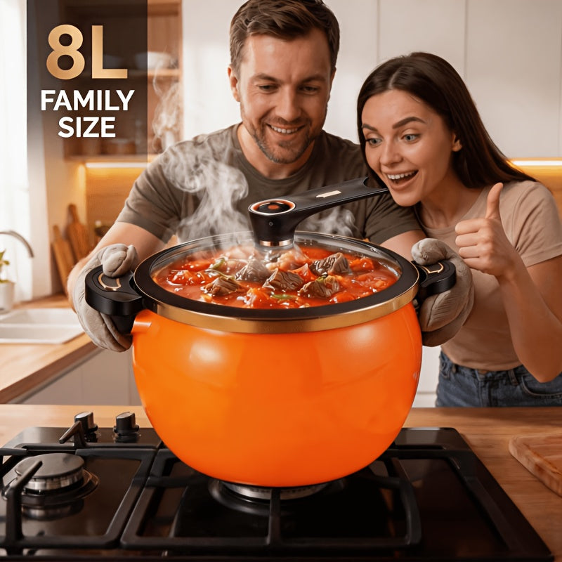Nonstick Soup Pot Large Capacity 1.85 Gallon Twist Lock Handle Cooking Pot for Gas Stove Induction Cooker Open Flame Multifunctional Stew