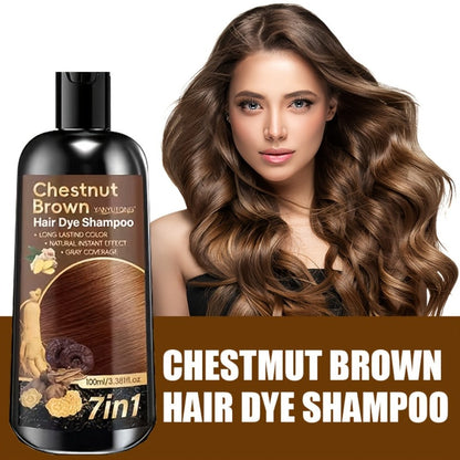 Hair Color Shampoo, YANYUTONG 7-in-1 100ml Bottle with Brown, Chestnut Brown or Black Options