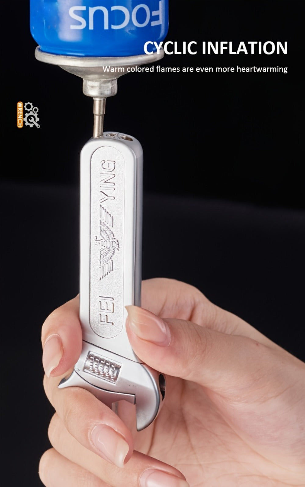 Spanner Shape Novelty Lighter, Refillable Butane Windproof Metal Lighter, Cool Gadget Gift for Men