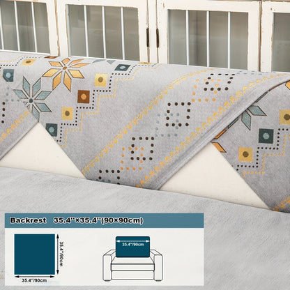 Sofa Cover Bohemian Border Panels for 2, 3 or 4-Seater Sofas and Backrest in Grey, White or Orange