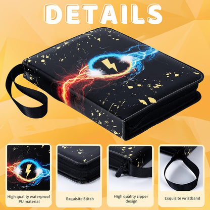 Trading Card Binder 900 Pocket Album – 9-Pocket 3-Ring Card Holder with 50 Removable Sleeves, Waterproof PU Leather for MTG, Pokemon