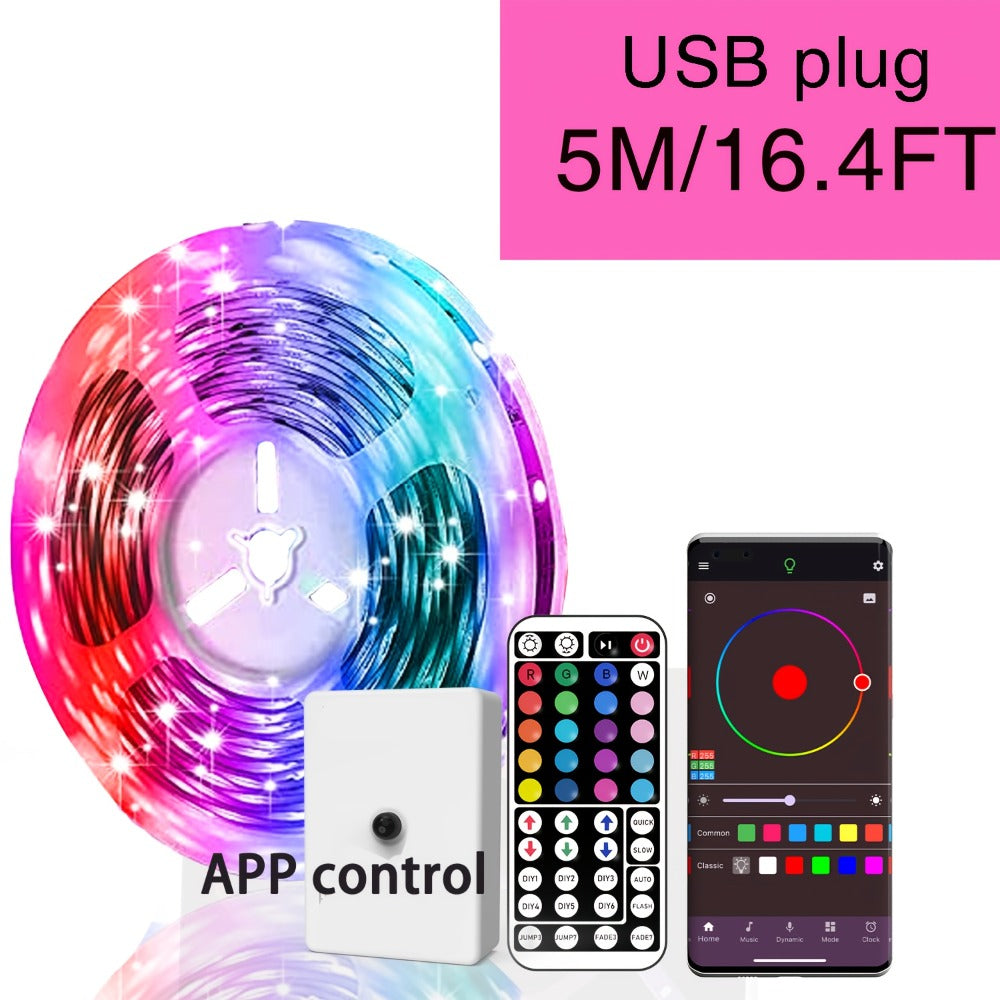 LED Strip Light RGB USB-Powered Room Kit in 16.4ft, 49.2ft or 98.4ft with App and 44-Key Remote