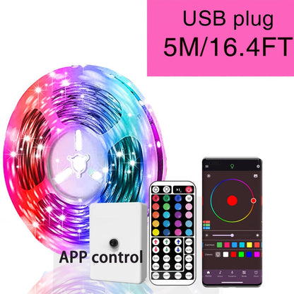 LED Strip Light RGB USB-Powered Room Kit in 16.4ft, 49.2ft or 98.4ft with App and 44-Key Remote