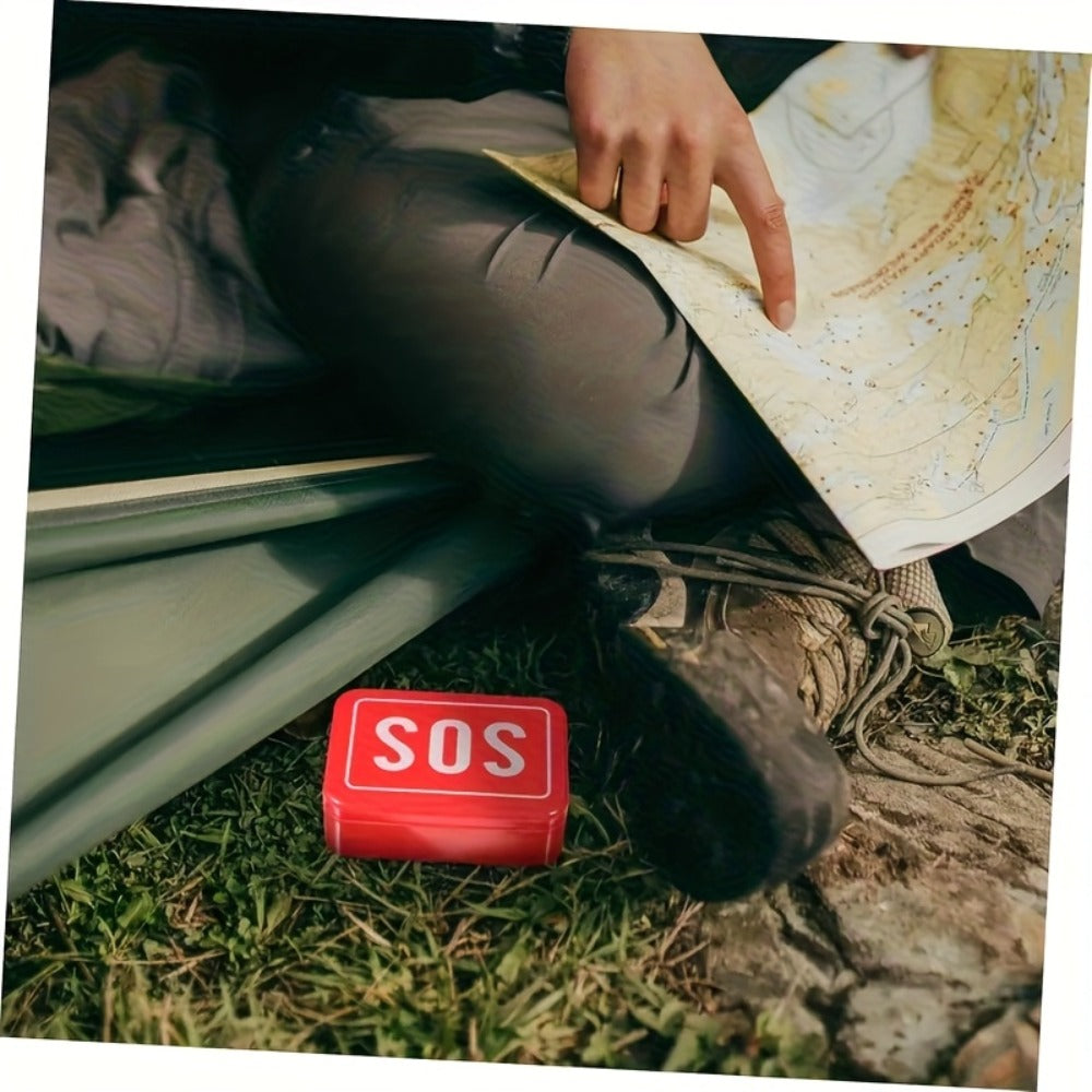 Outdoor Survival Gear Kit 6pcs SOS Emergency Set with Multi-Tool Whistle Compass Fire Starter for Entryways, Bedrooms and Living Spaces