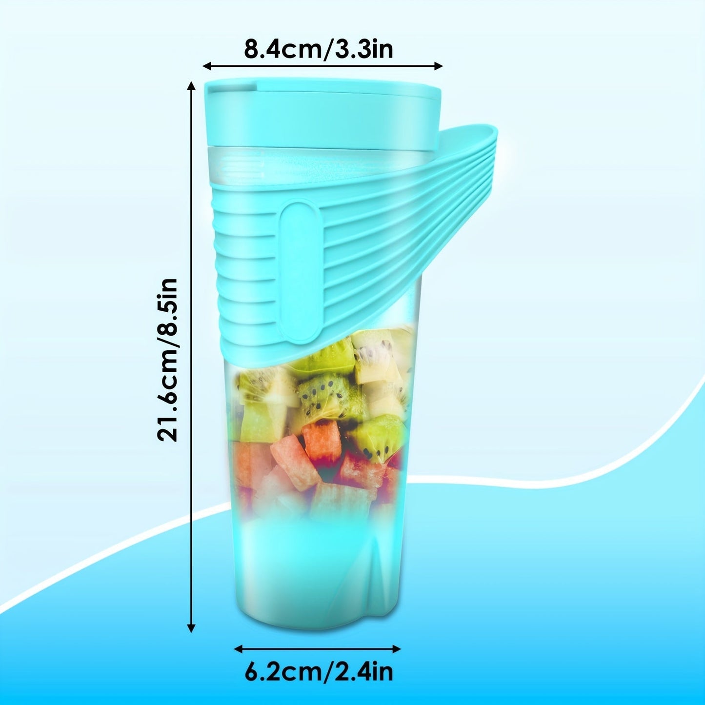 Mini Blender USB Rechargeable 380ml - 6-Blade 22000RPM High-Speed Portable Blender Cup, 304 Stainless Steel