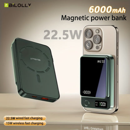 Power Bank Magnetic 6000-15000mAh with 30W Wired, 15W Wireless, Dual USB-C and Display in Four Colors