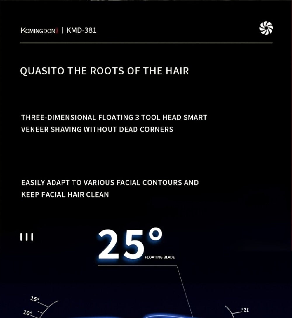 Rotary Shaver for Men 3-in-1 Cordless Rechargeable Electric Razor - Floating Head Wet Dry Shaver