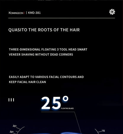 Rotary Shaver for Men 3-in-1 Cordless Rechargeable Electric Razor - Floating Head Wet Dry Shaver