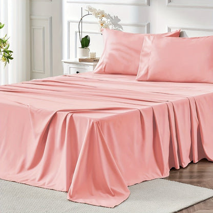 Bed Sheet Set Microfiber with Size-Dependent 3- or 4-Piece Contents, Four Bed Sizes and Eleven Colors