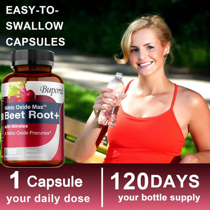 Dietary Supplement Beet Root Capsules with listed Nitrates, Black Pepper and Antioxidants, 120 Count