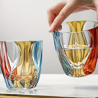 Hand-Painted Crystal Wine Glass 150ml – Czech Crystal Three-Color Luxury Short Cup for Red Wine & Whiskey – Artistic Decorative Glassware