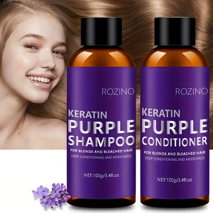ROZINO-Labeled Purple Shampoo and Conditioner Two-Piece Set in 100g Bottles with Matching Presentation Box
