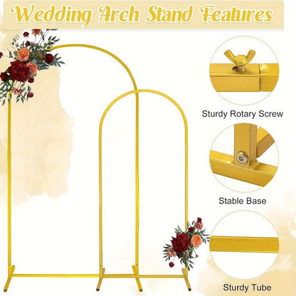 Metal Wedding Arch Backdrop Set 2pcs 7.2FT & 6FT - Balloon Flower Arch Frame for Weddings for Entryways, Bedrooms and Living Spaces