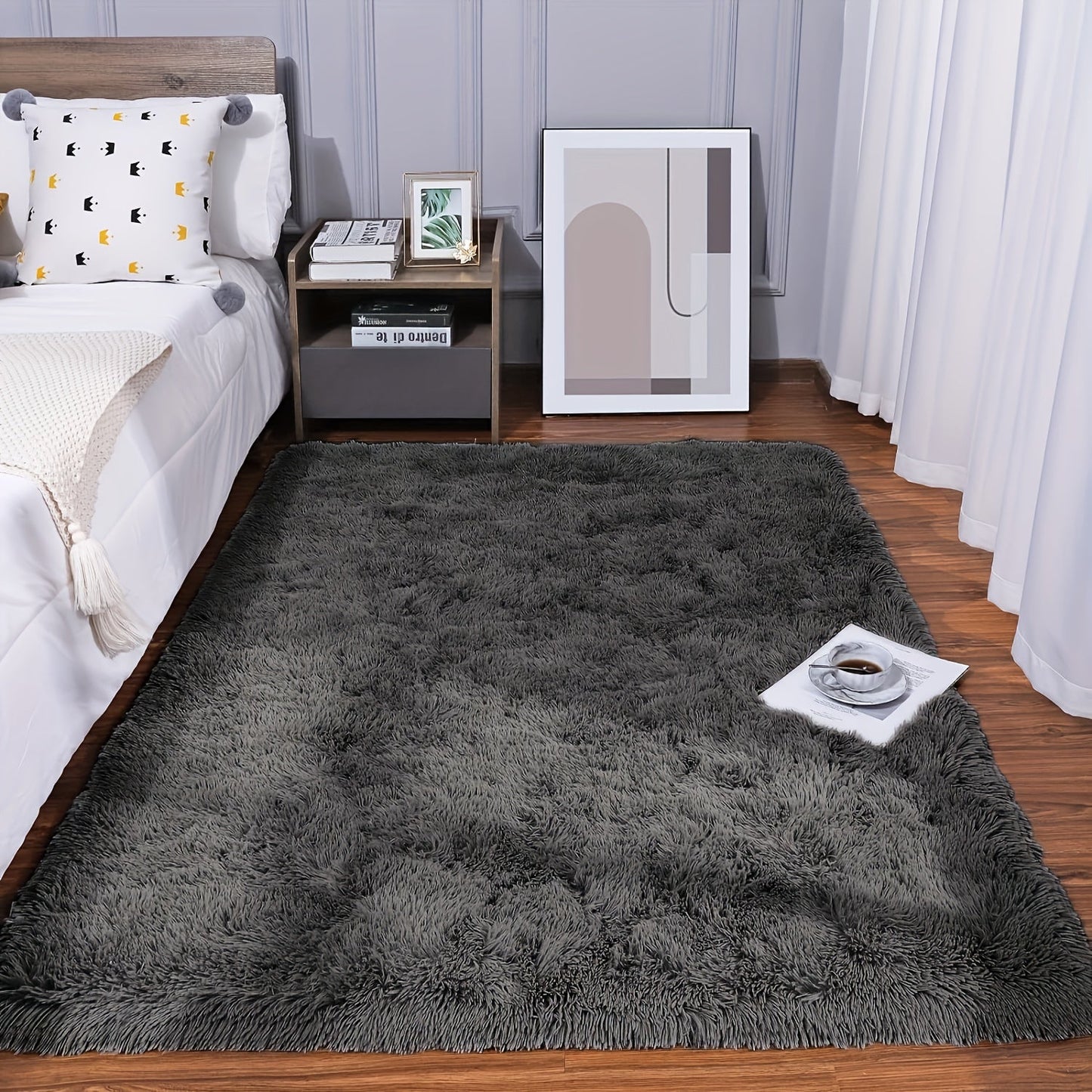 Rectangular Shaggy Area Rug with Nine Color Labels and 3 x 5-Foot to 8 x 10-Foot Size Options