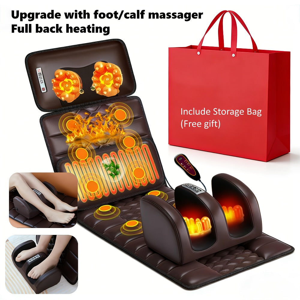 Full Body Shiatsu Massage Mattress, 10-Zone Vibration with Neck Kneading & Hot Compress for Home or Salon Spa Use