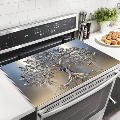 Stove Top Cover Mat Classic Tree Design, Heat-Resistant Decorative Stove Protector Pad with Branches & Leaves
