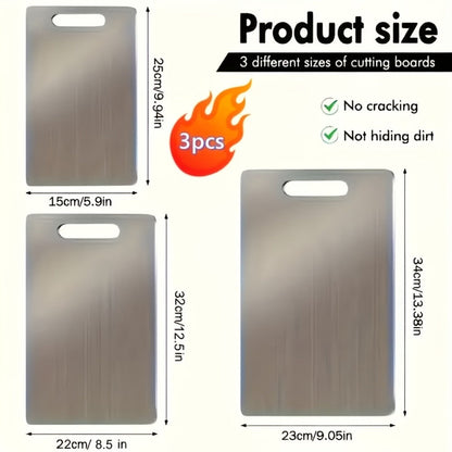 Pure Titanium Cutting Board Double Sided Durable Metal Kitchen Chopping Board for Meat Fruits Vegetables Holiday Gift 1pc or 3pc Set