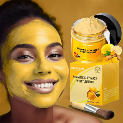 Vitamin C & Turmeric Clay Face Mask 5.29oz / 150g for Bath Time, Home Spa and Personal Care