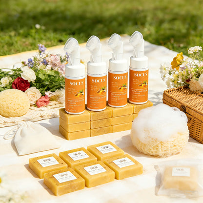 Turmeric Kojic Acid Brightening Soap Handmade Lemon Cold Process Deep Cleansing Hydrating Bar for Face & Body All Skin Types