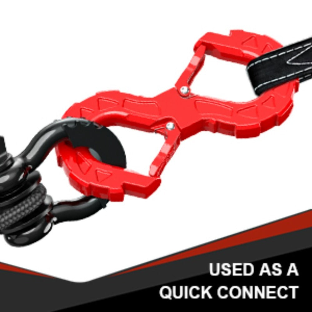Off-Road Recovery Winch Hook D-Ring Shackle 3/8" 35, 000 LB G80 Heavy Duty Quick Release Tow Hook for RV Truck 4x4 Vehicle – Red & Black